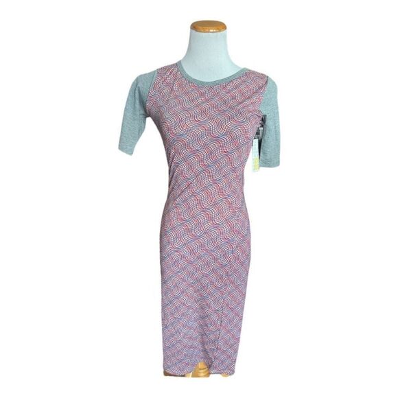 NWT Womens Lularoe Floral Julia Wave Print Jersey Dress - Sz XXS - Picture 1 of 2